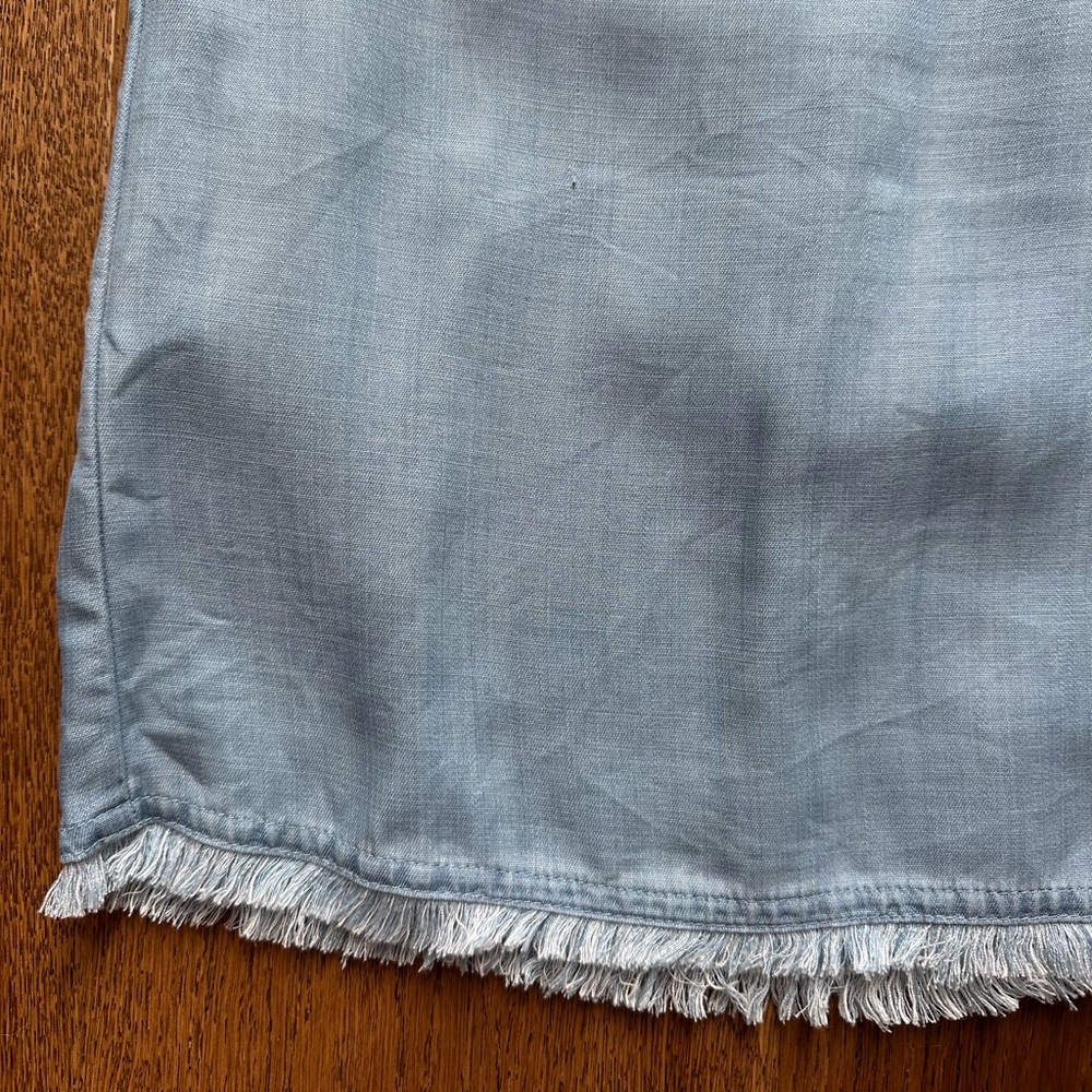 Tommy Bahama Chambray Ruffle Shift Dress, Light Blue, Medium - Picture 3 of 9
